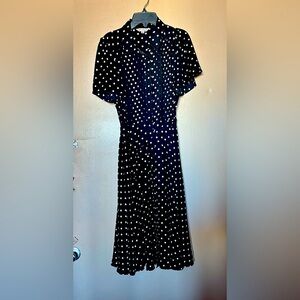 Nanette by Nanette Lepore Black and White Buttoned Midi Dress